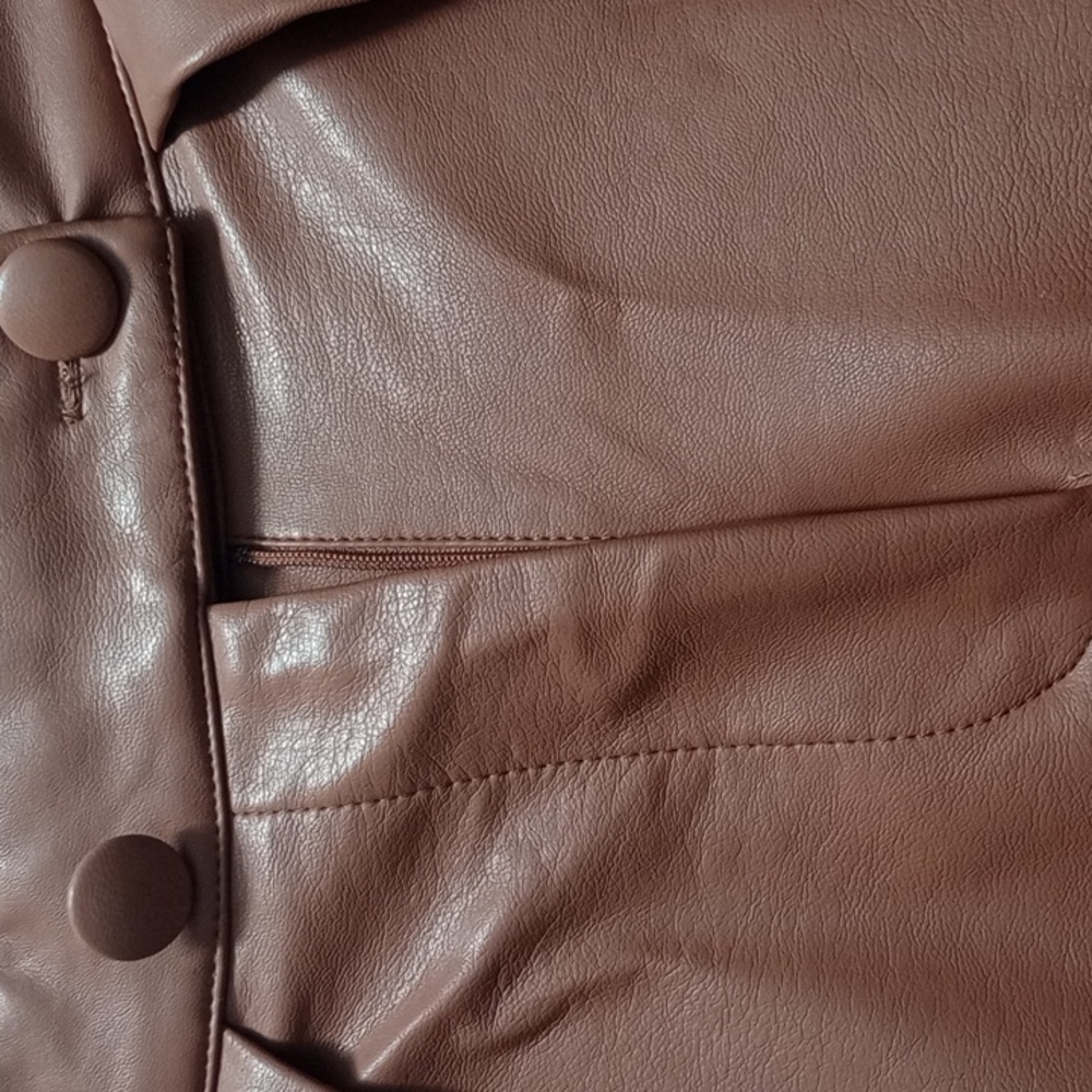 Spring Color Forever 21 Beige Faux Leather Trousers, With Zippper & Pockets New - Picture 11 of 12